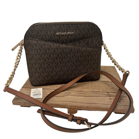 MICHAEL Michael Kors Handbags - Michael Kors Jet Set Crossbody handbag, brown, gold accents